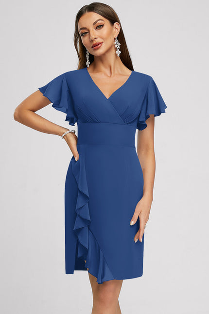 Robe Fourreau Violette À Volants - gallery 1