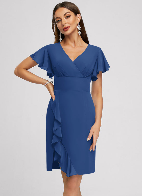 Robe Fourreau Violette À Volants - gallery 1