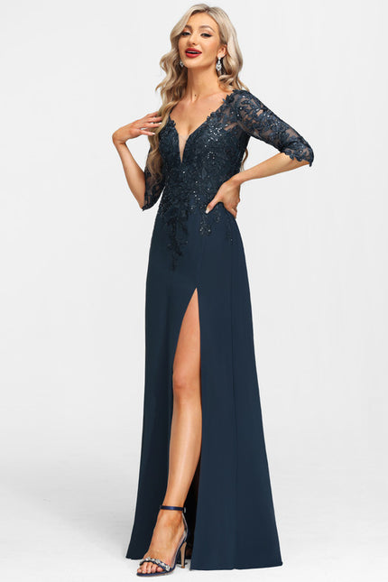 Robe Fourreau Marine Élégante - gallery 3
