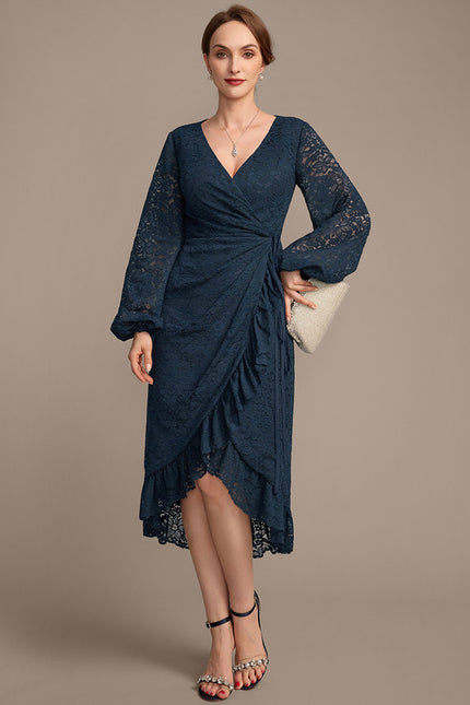 Robe Fourreau Dentelle Marine - gallery 1