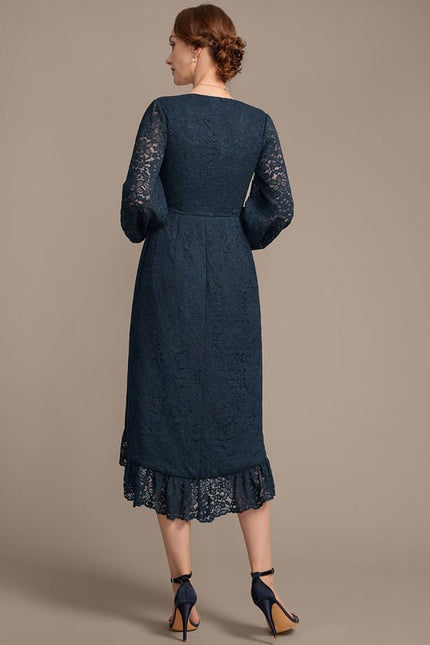 Robe Fourreau Dentelle Marine - gallery 6