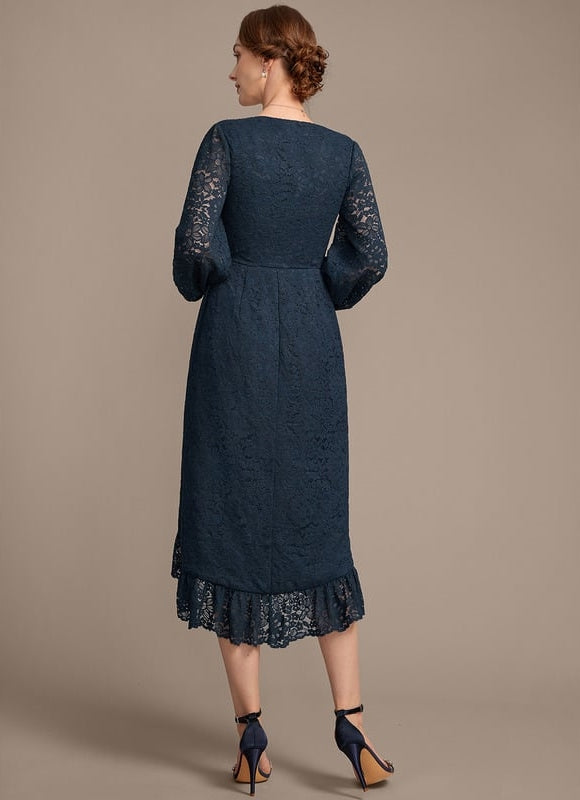 Robe Fourreau Dentelle Marine - gallery 6