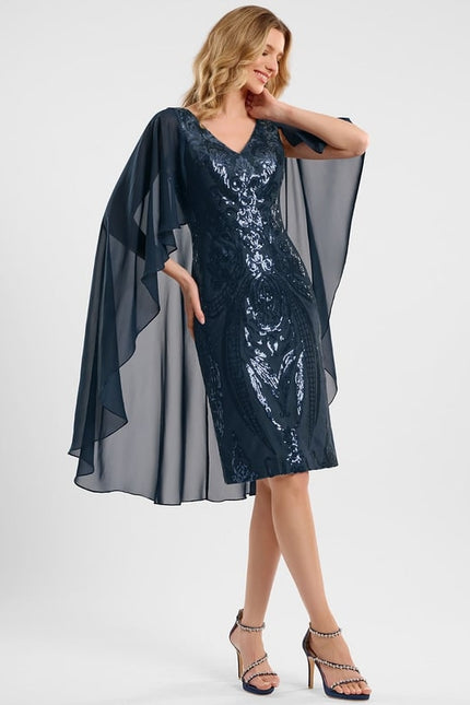 Robe Fourreau En Mousseline Fluide - gallery 1