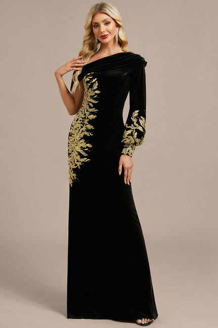 Robe Fourreau Velours Ornée - gallery 2