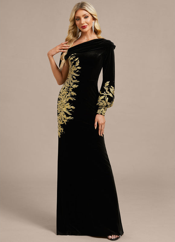 Robe Fourreau Velours Ornée - gallery 2