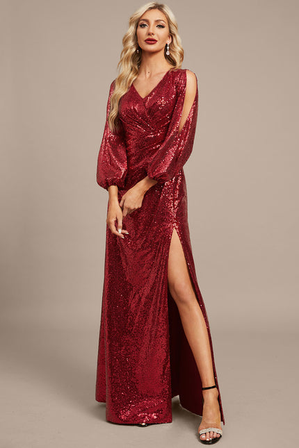 Robe Fourreau Pailletée Bordeaux - gallery 4