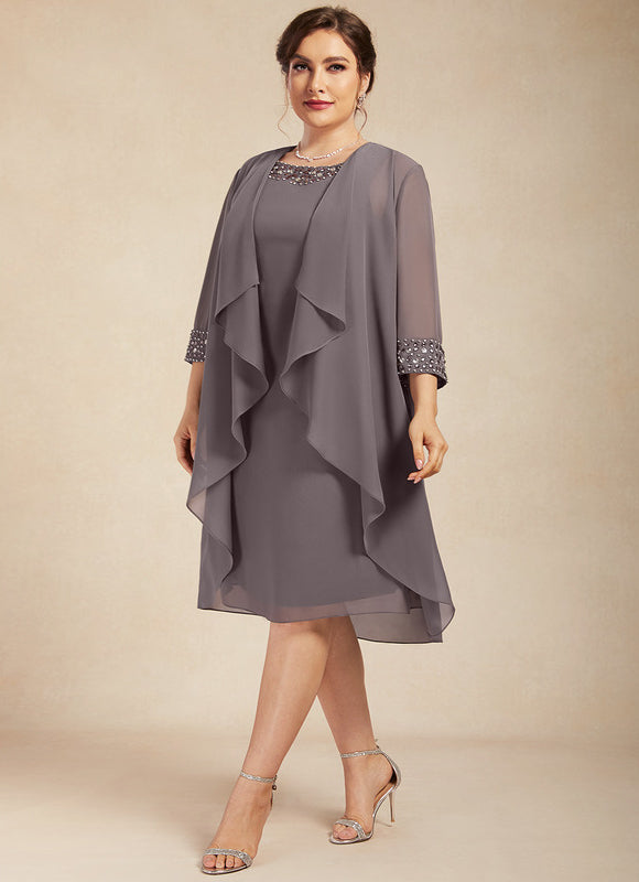 Robe Fourreau Élégante Grise - gallery 7