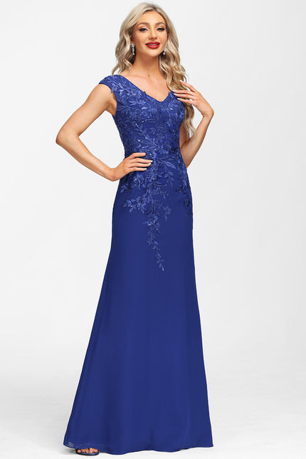 Robe Fourreau Soirée Marine Scintillante - gallery 1