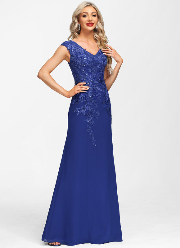 Robe Fourreau Soirée Marine Scintillante - gallery 1