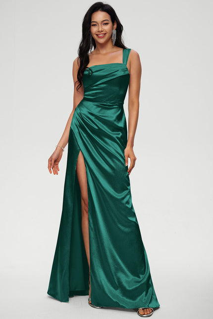 Robe Fourreau Satinée Émeraude