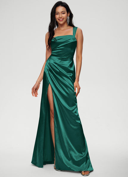 Robe Fourreau Satinée Émeraude