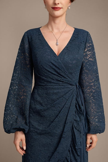 Robe Fourreau Dentelle Marine - gallery 7