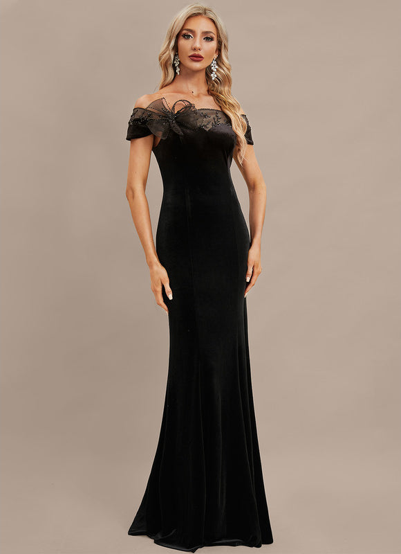 Robe Fourreau Velours Noir - gallery 3